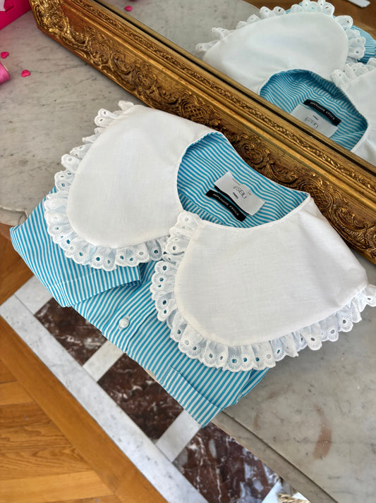 Solange col XL turquoise rayée