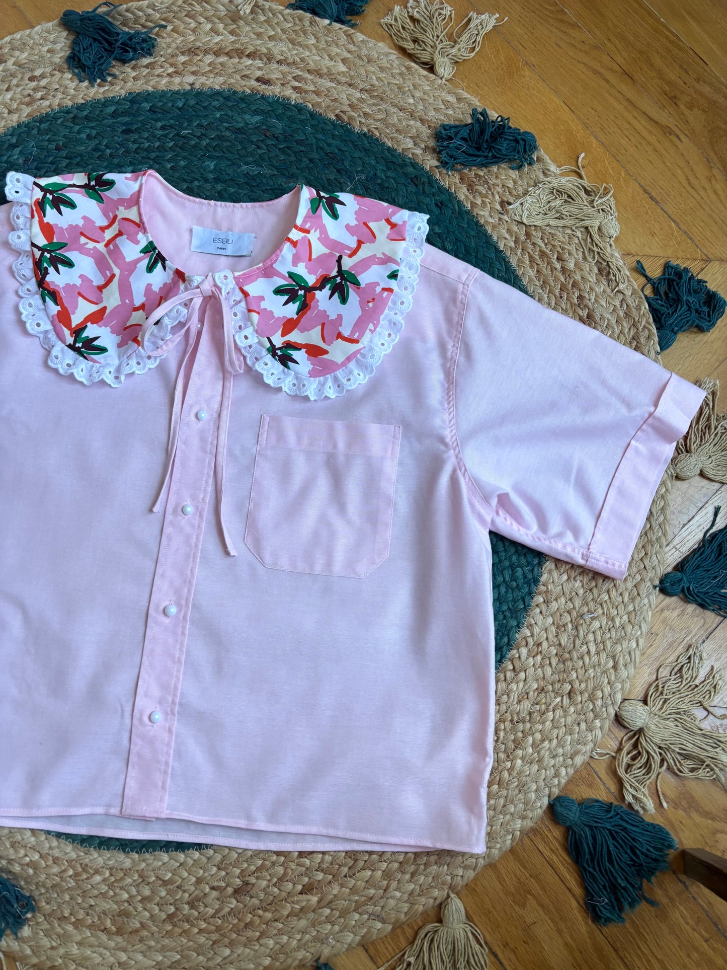Solange col XL rose fleuri
