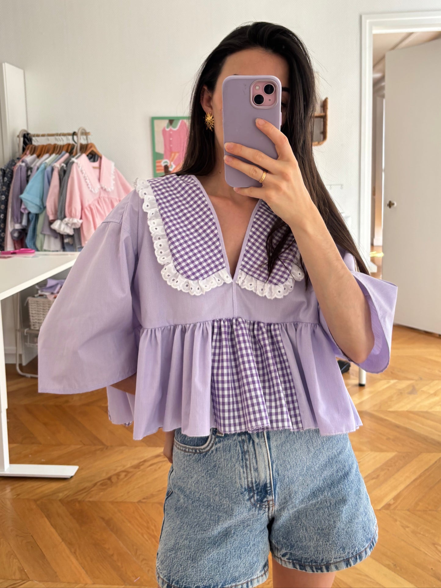 Vicky col XL vichy violette