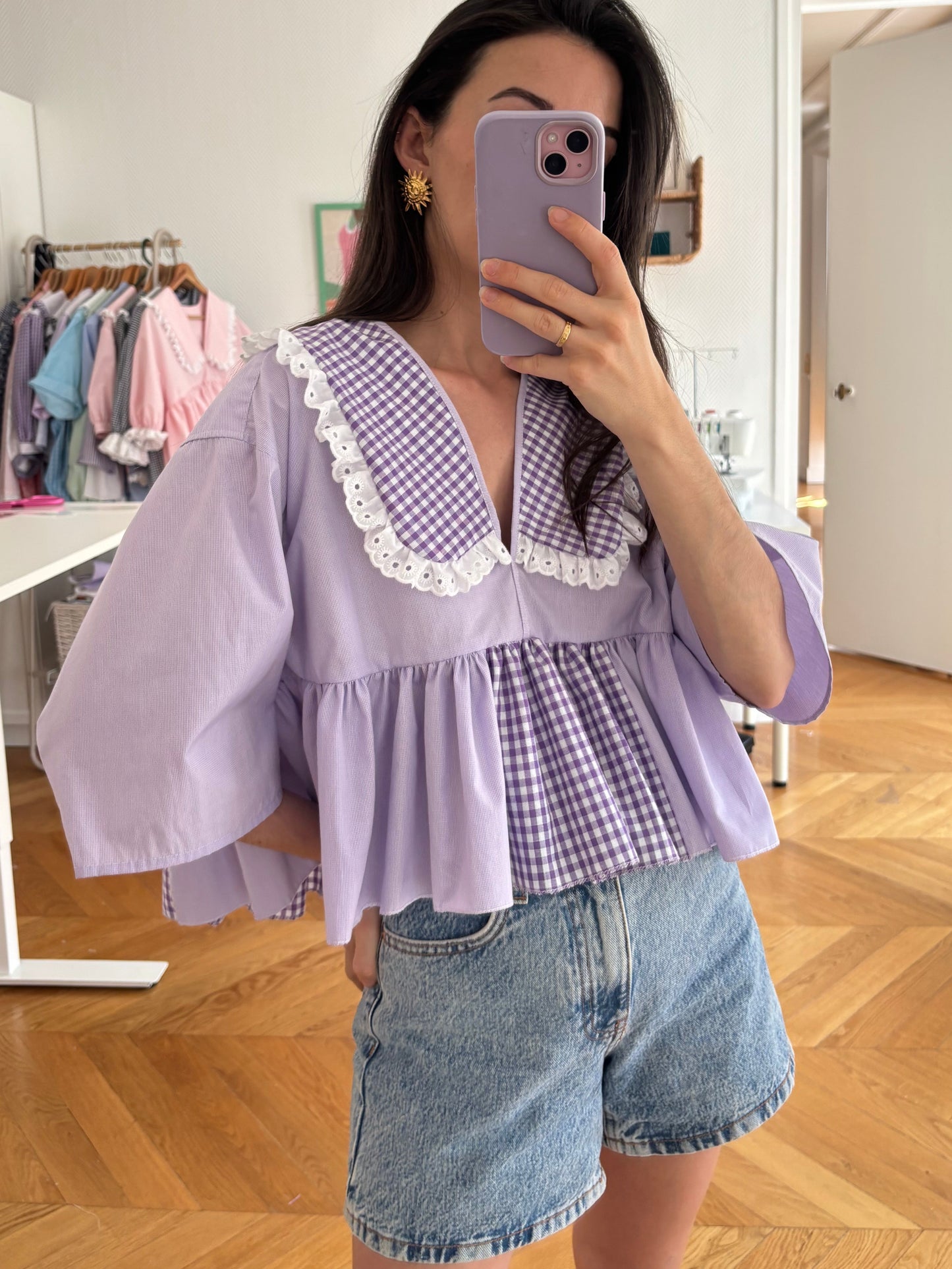 Vicky col XL vichy violette