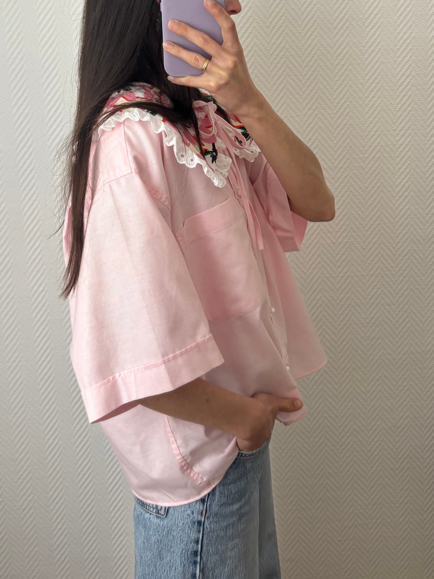 Solange col XL rose fleuri