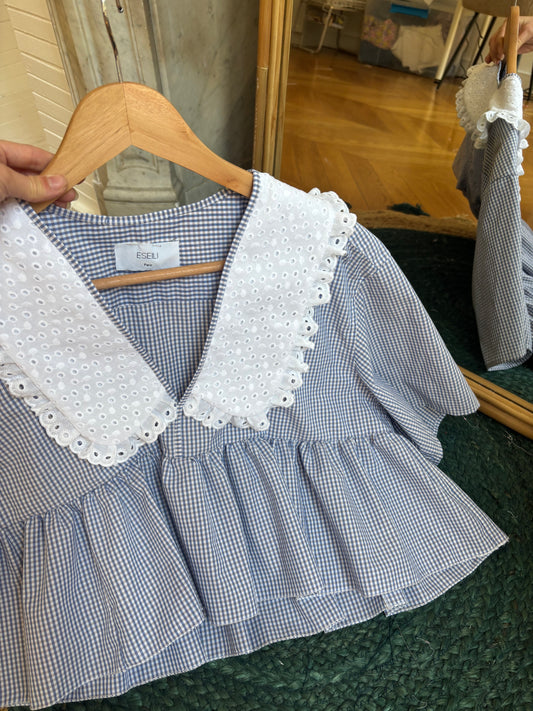 Vicky col XL Vichy bleu