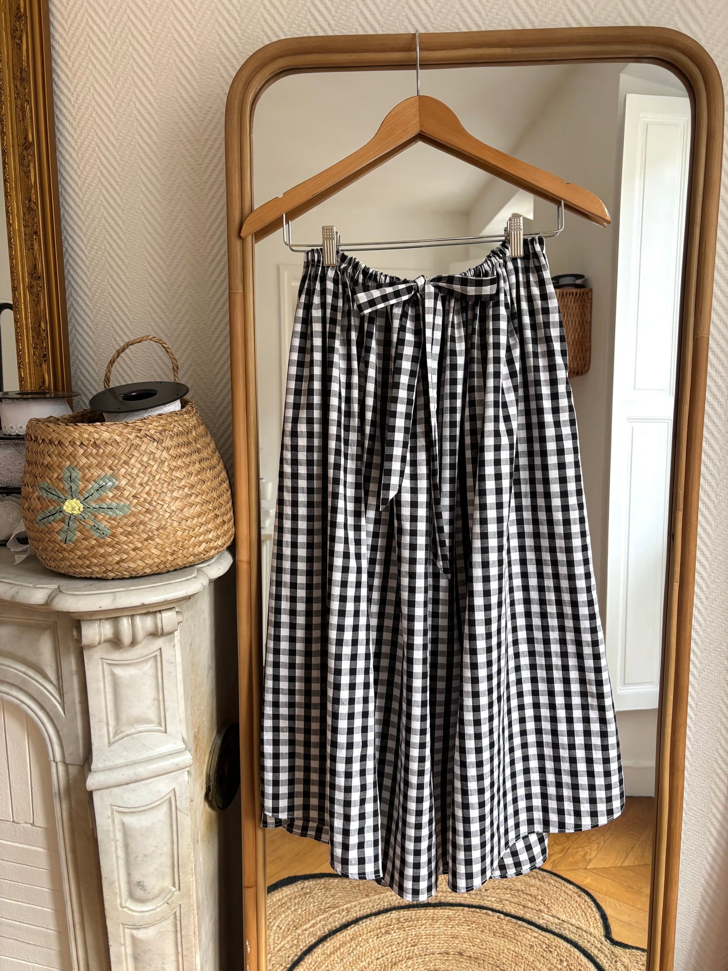 Jupe longue vichy noir et blanc (PIÈCE À LA COMMANDE)