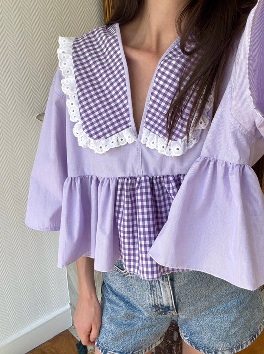 Vicky col XL vichy violette