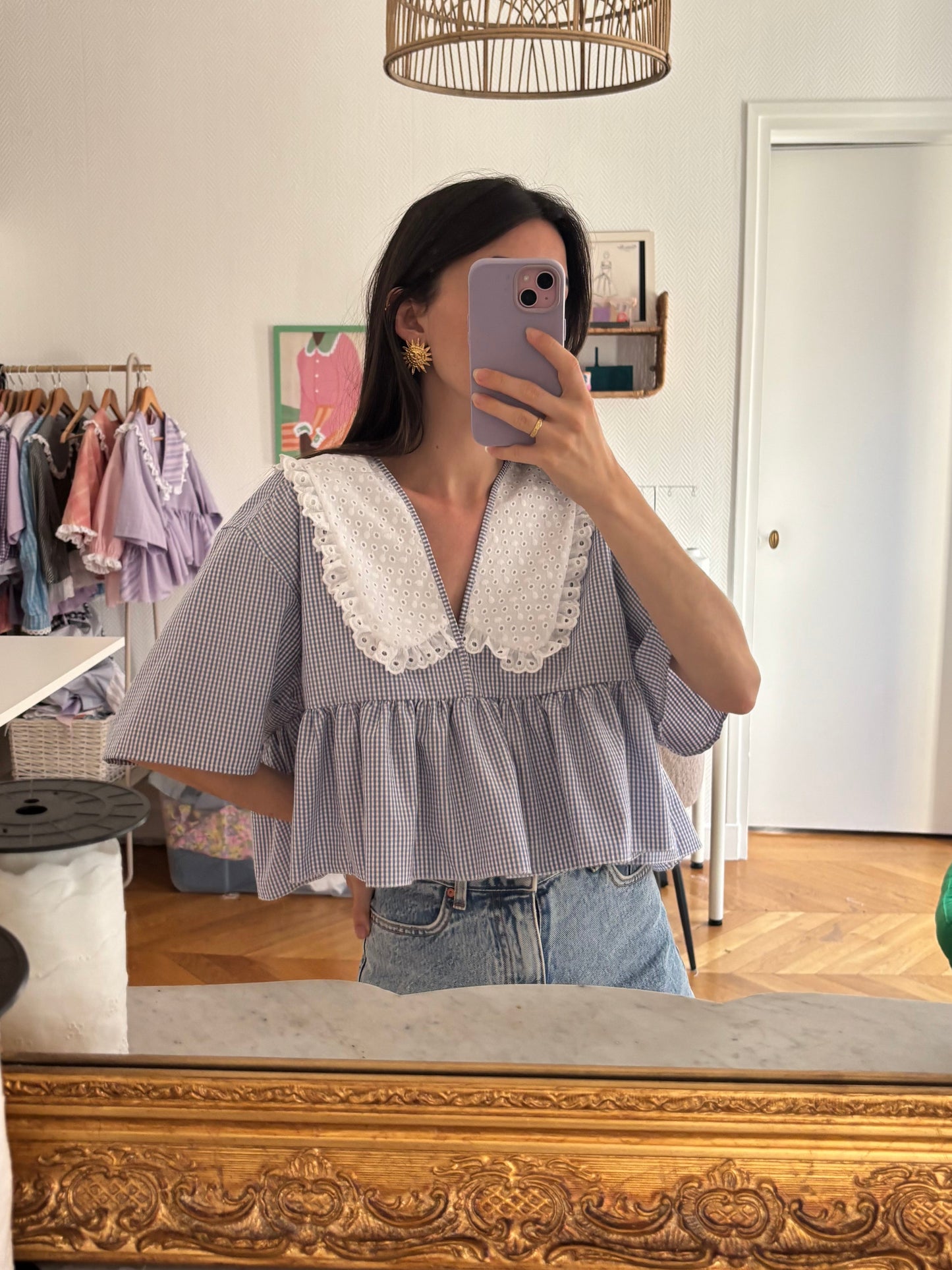 Vicky col XL Vichy bleu