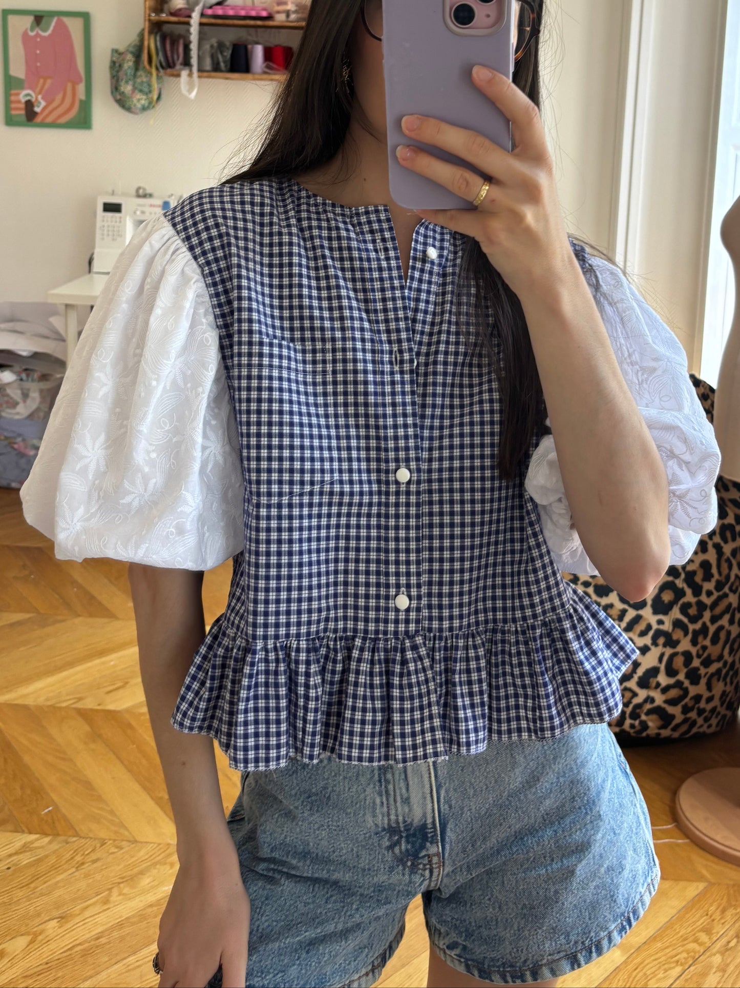 Blouse manches XL broderie anglaise