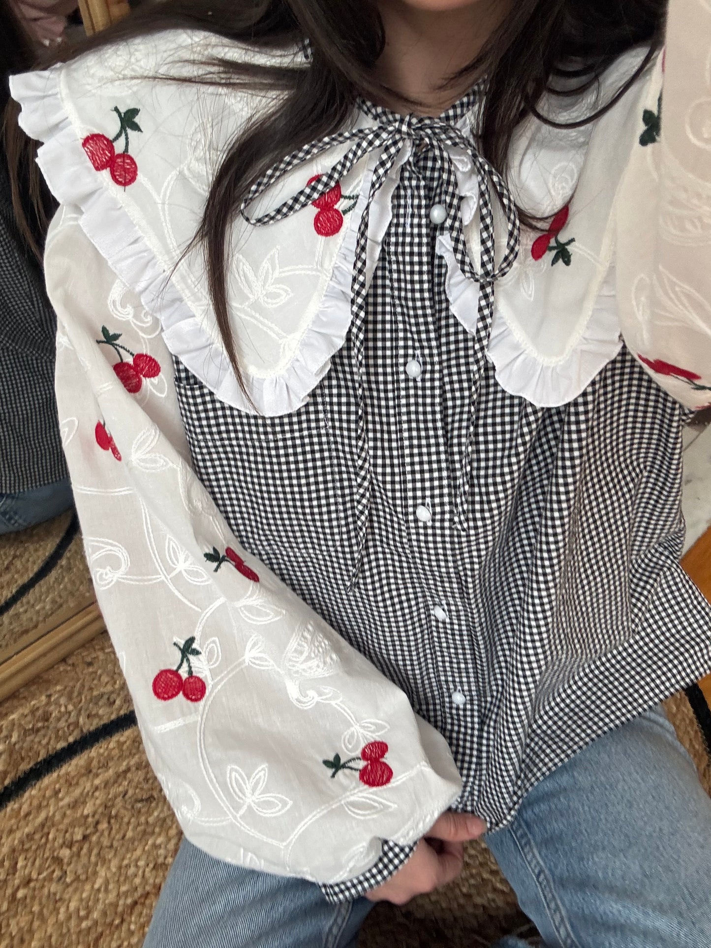 Blouse Elise broderie cerises