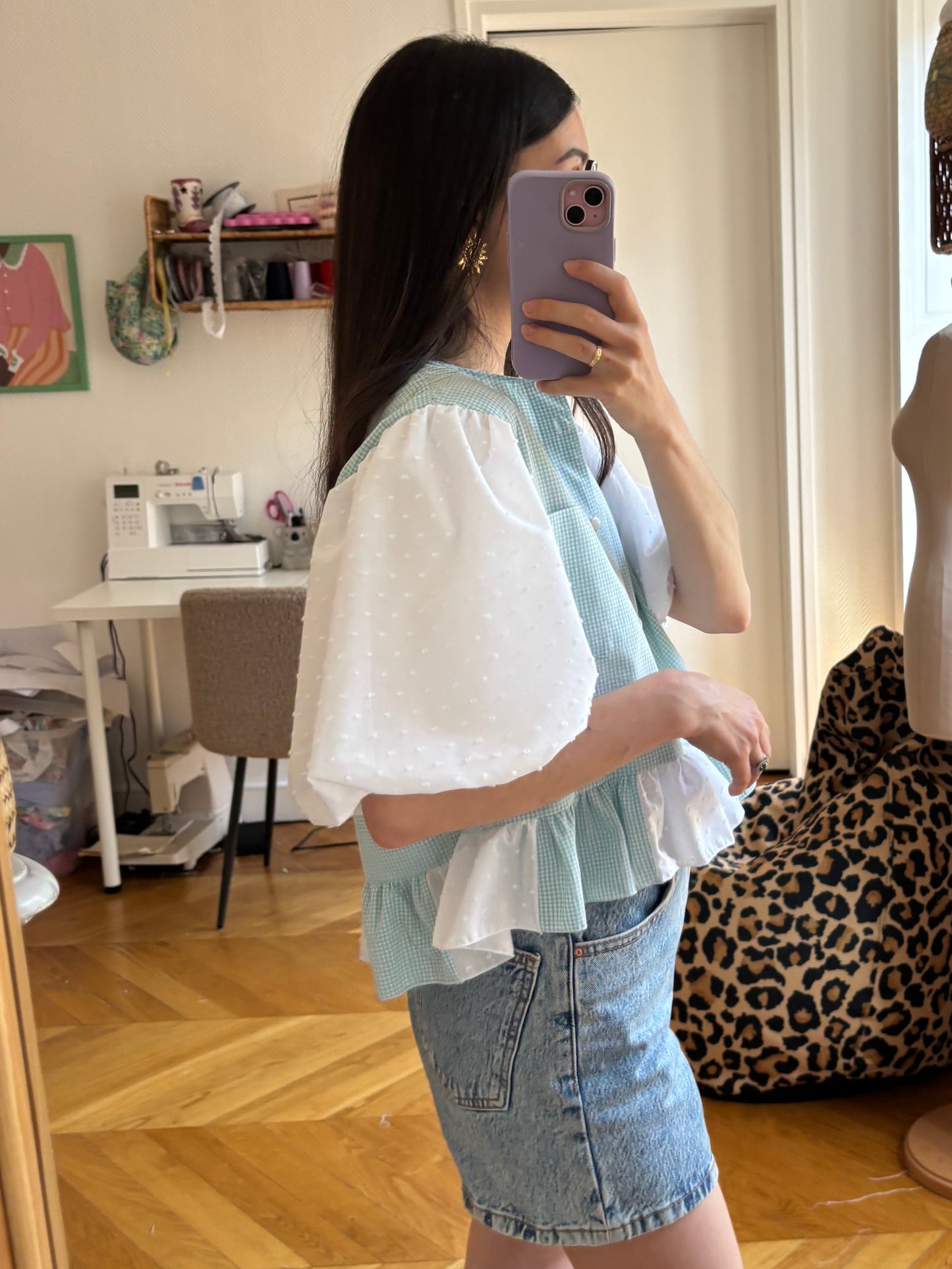Blouse manches XL turquoise