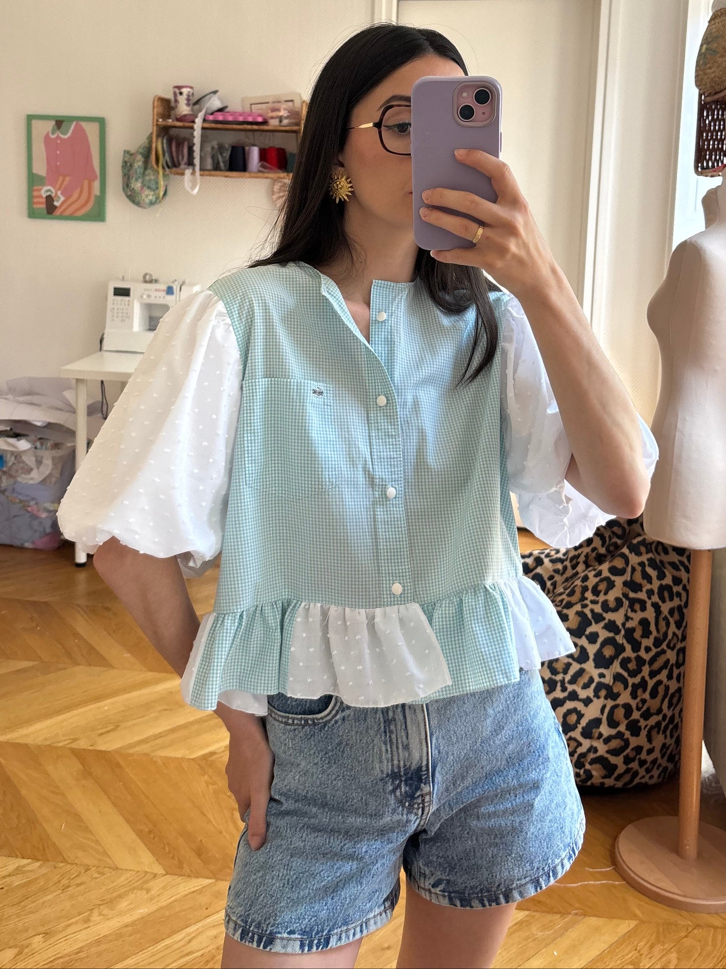 Blouse manches XL turquoise