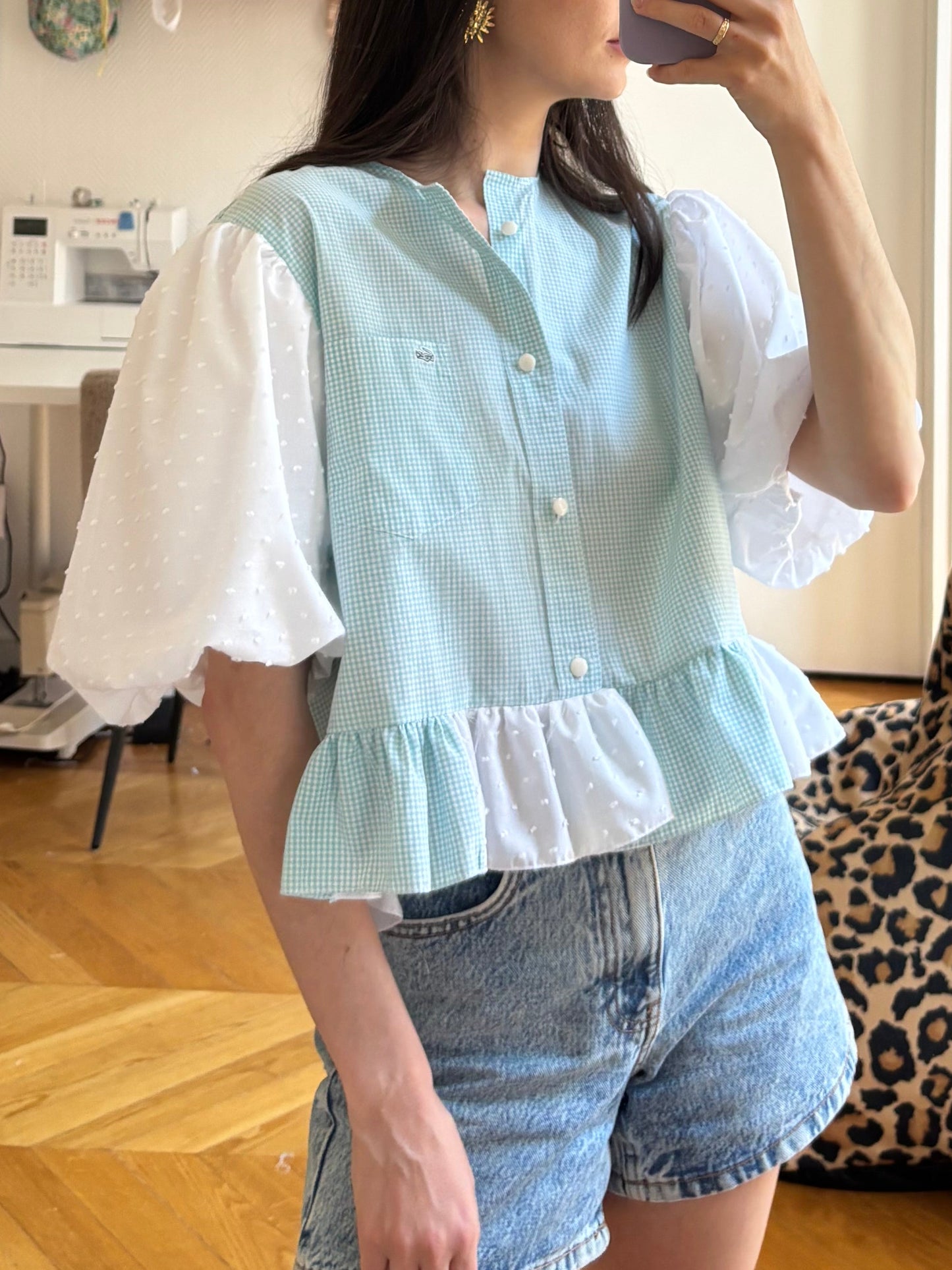 Blouse manches XL turquoise