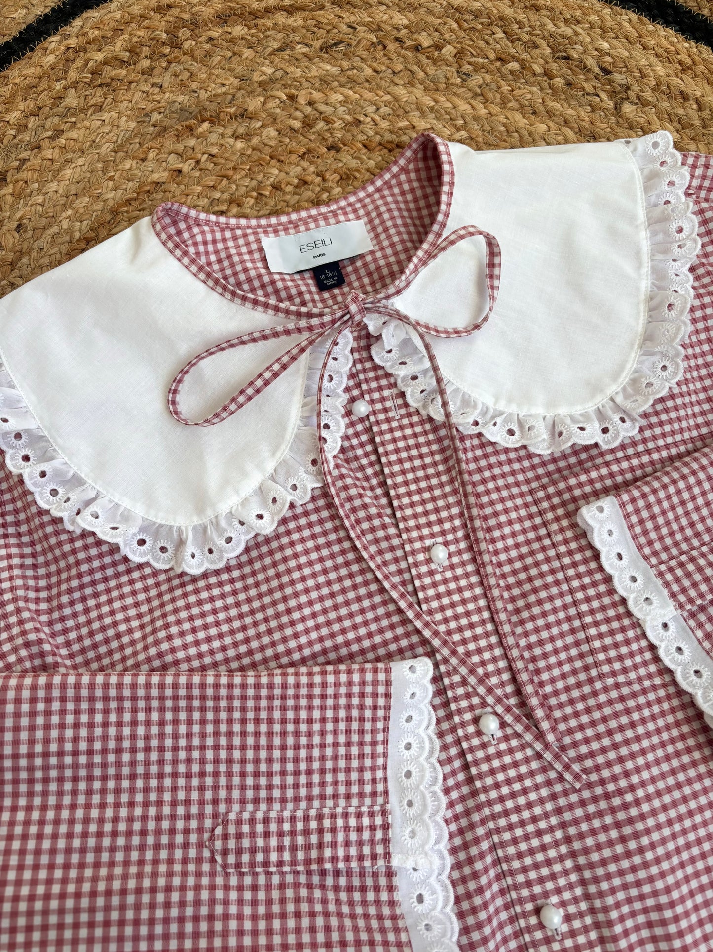 Solange col XL vichy rose