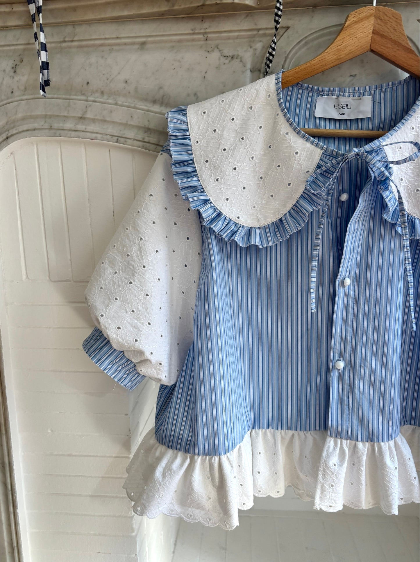 Blouse col XL et broderie anglaise vintage