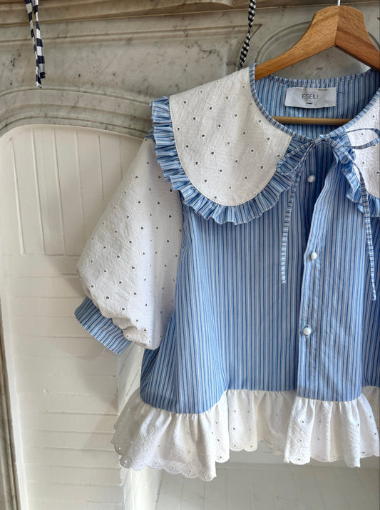 Blouse col XL et broderie anglaise vintage