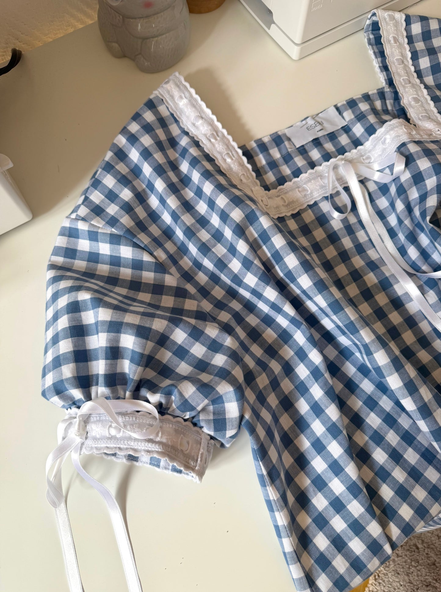 Robe babydoll vichy bleu (made to order)